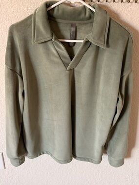 Mondetta Olive Green Pullover Polo Sweatshirt